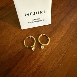 Mejuri Gold Hoops with Single Diamond